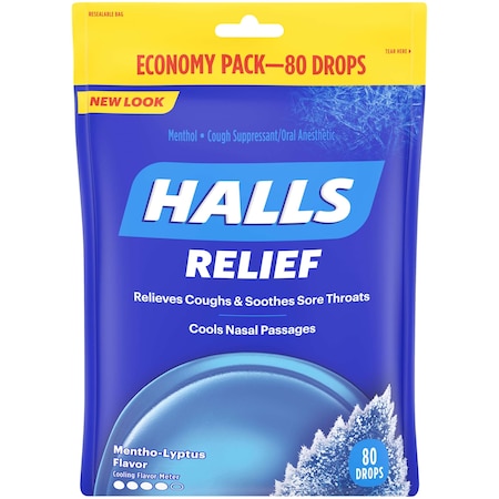 HALLS Halls Regular Menthol Lyptus Cough Drops 80 Count, PK12 63786